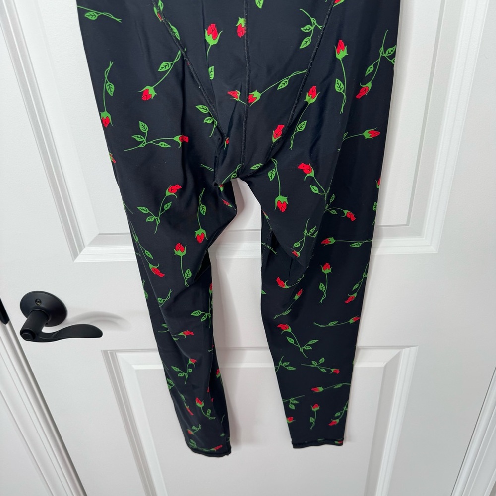 ADAM SELMAN SPORT Rose Print French-cut Leggings In Black small - Picture 6 of 8